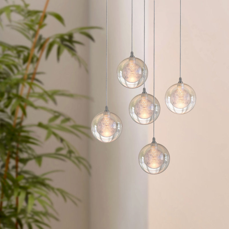 Orren Ellis Riverdale 5 Light Cluster Globe LED Pendant & Reviews